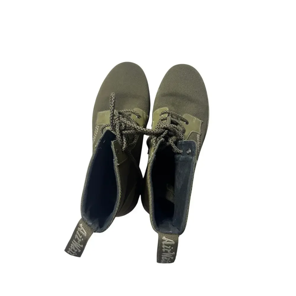 Dr. Martens Combs Tech Canvas Boots Mens 11M Olive Green Lace Up Mid Top Utility